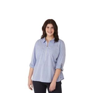 Tommy Hilfiger Women's‎ Plus Size Polka Dot Zip Front Cotton Shirt Blue Size 1X